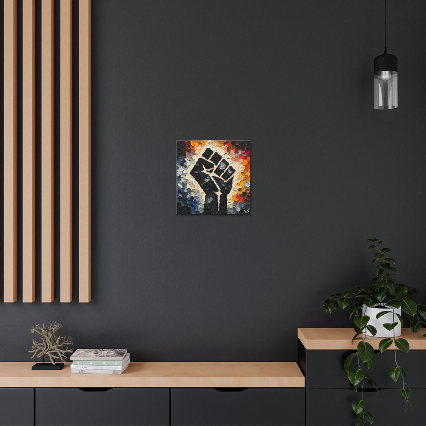 Art Print, Black Hand, Black Power, Oil Finish, Unity, One Love, Semi-Abstract, Canvas Gallery Wrap