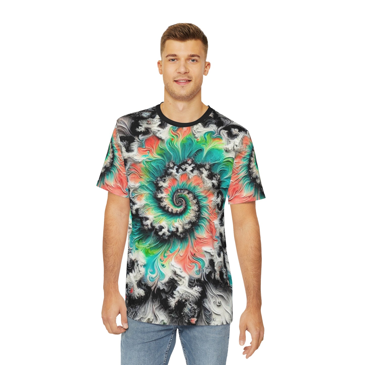 Men's Brushed Polyester Short Sleeve Tee (AOP), Tie-Dye Pattern