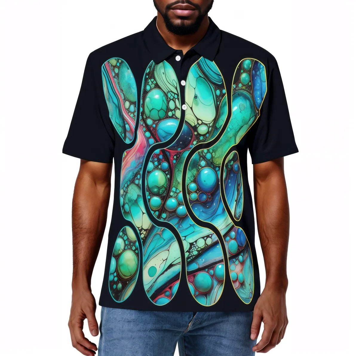 Men's Premium Polo Shirt "Abstract Water Droplets"