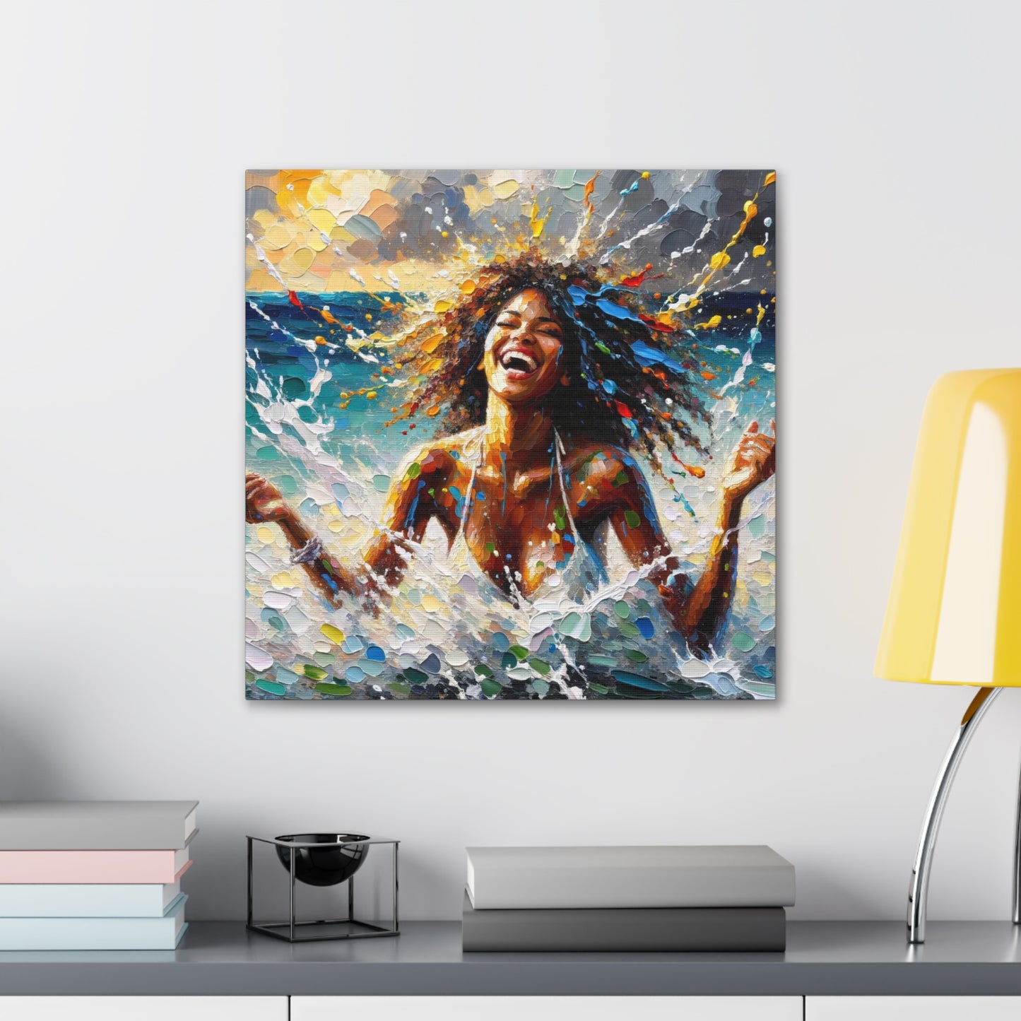 Art Print of Dougla Woman's Exhilaration Captured - Joy, Laughter, Color, Caribbean, Oil Finish, West Indian Art, Canvas Gallery Wraps