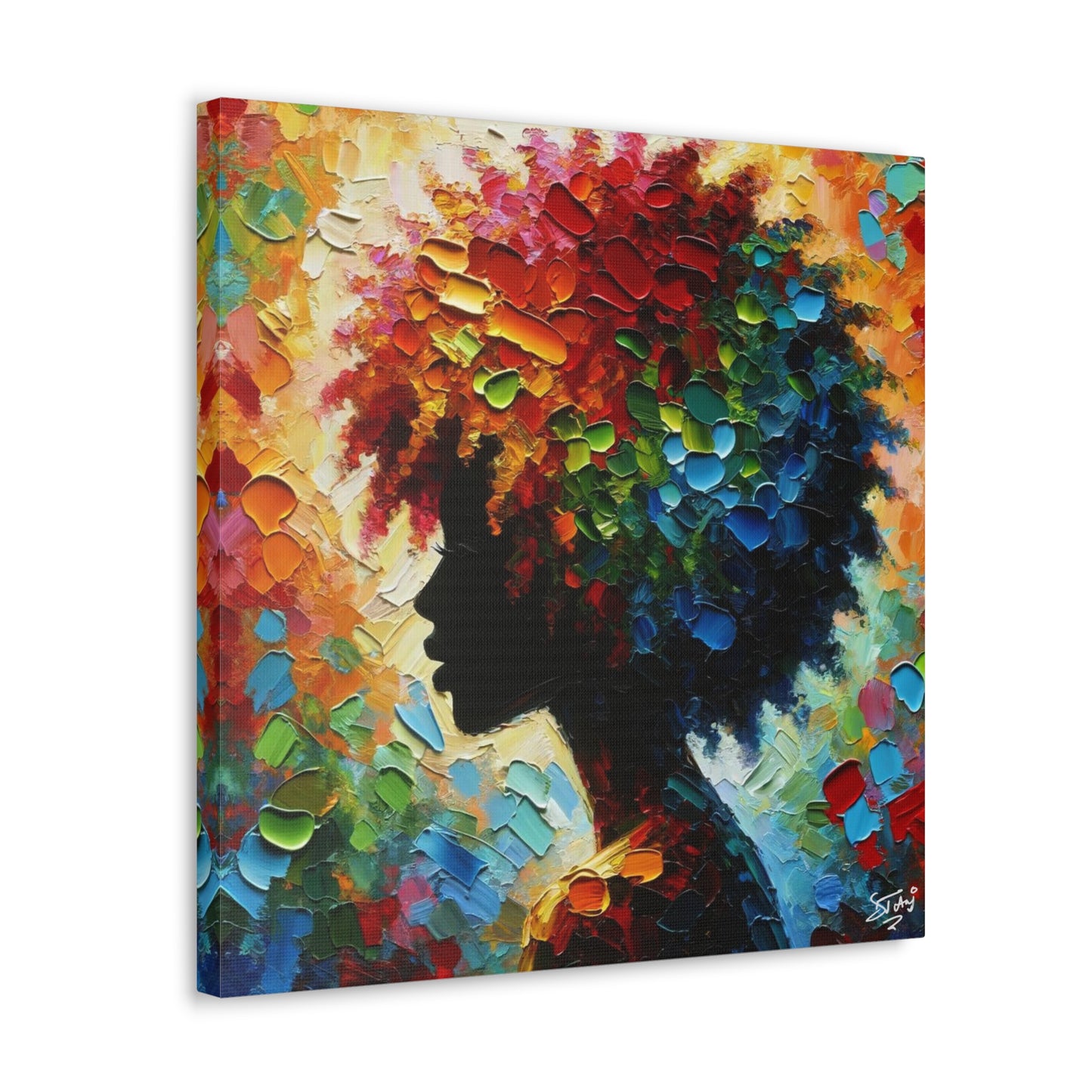 Art Print, Afro-Caribbean Woman, Oil Finish, West Indian Ethnicity, Cultural, Heritage, Semi-Abstract, Canvas Gallery Wrap