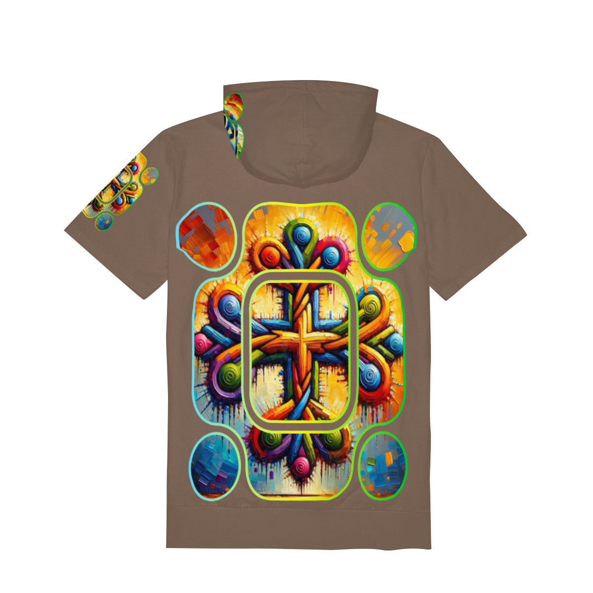 Men’s Cotton Hooded T-Shirt "Unity Abstract Print"