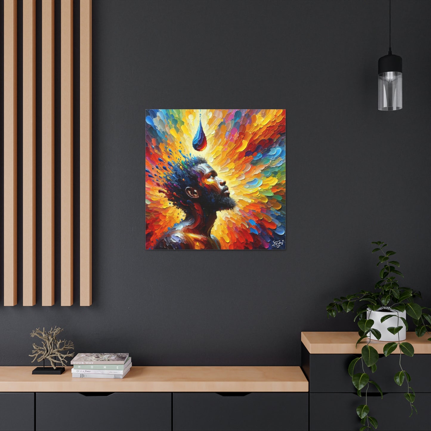 Art Print, Afro-Caribbean Man, "One Drop" Oil Finish, West Indian Ethnicity, Cultural, Heritage, Abstract, Canvas Gallery Wrap