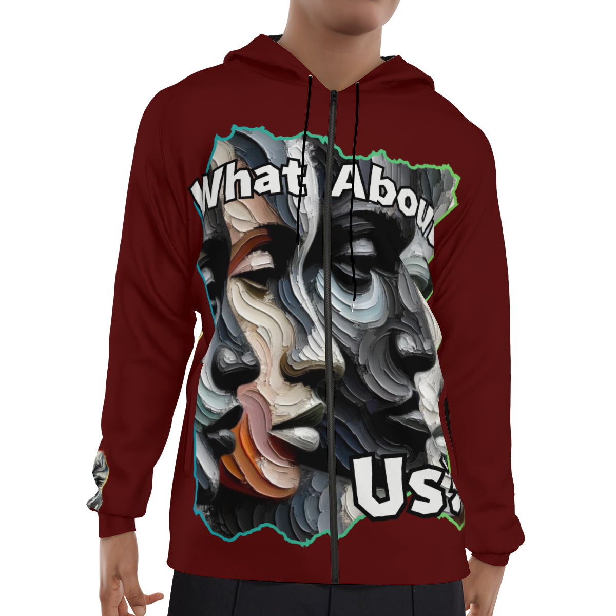 Men's Lightweight Zip Up Hoodie | Polyester "What About Us"