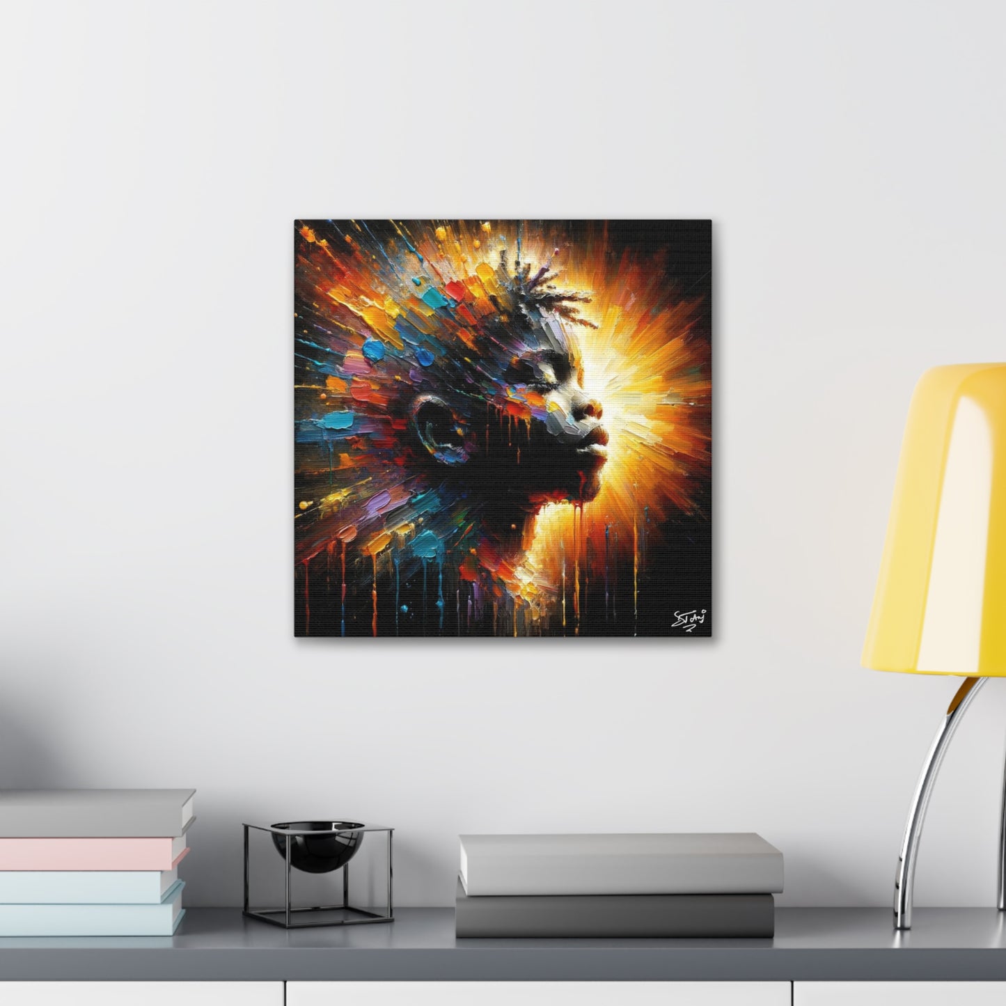 Art Print, Afro-Caribbean Boy, Oil Finish, West Indian Ethnicity, Cultural, Heritage, Semi-Abstract, Canvas Gallery Wrap