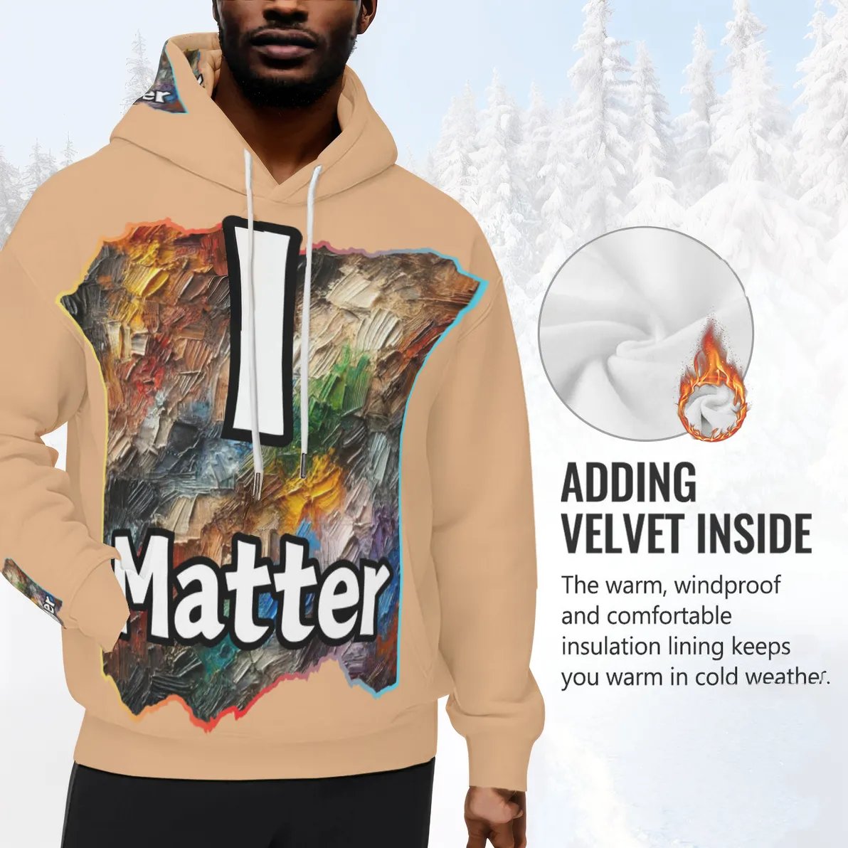 Men’s Plush Fleece Lined Hoodie "I Matter, You Matter"