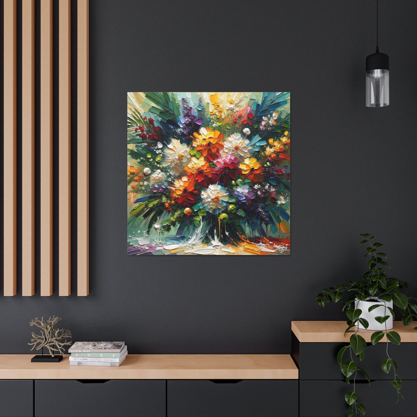 Art Print, Caribbean Flowers, Oil Finish, Caribbean Nature, Cultural, Heritage, Semi-Abstract, Canvas Gallery Wrap