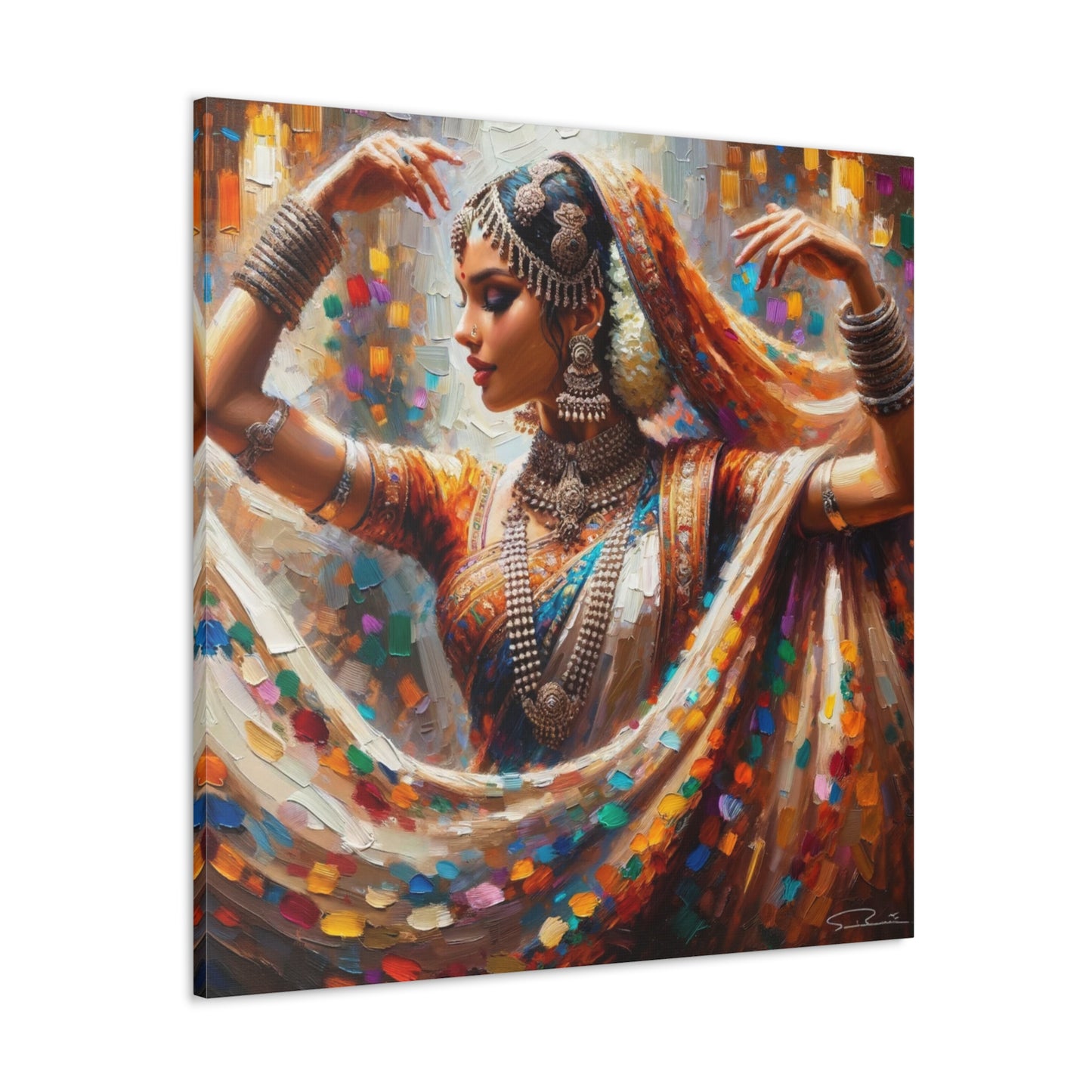 Art Print#2 of Indo-Trinidadian Woman, Oil Finish, West Indian Ethnicity, Cultural, Heritage, Art, Black Woman, Canvas Gallery Wraps