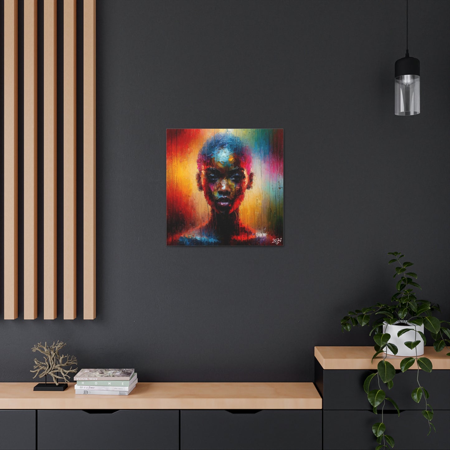 Art Print, Afro-Caribbean Woman in Sauna (2), Oil Finish, West Indian Ethnicity, Cultural, Heritage, Semi-Abstract, Canvas Gallery Wrap