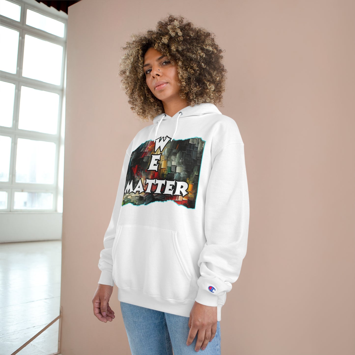 Champion Hoodie, "We Matter" Inclusion, Anti-Racism, Racial Justice, One Love, Unity, Diversity, Immigrant Outsiders, Caribbean Culture, FashionWithPurpose, ConsciousClothing, Cultural Identity, Black Inspiration Empowerment