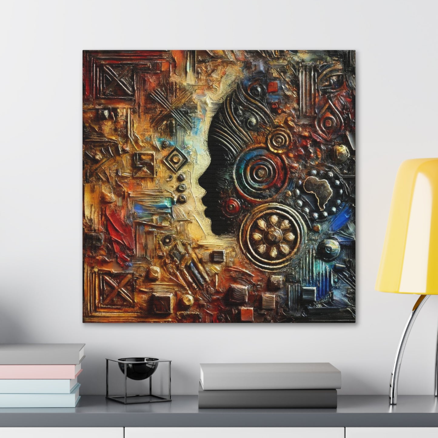 Art Print, African Print, Black Power, African Mask, Abstract Oil Finish, Unity, One Love, Canvas Gallery Wrap