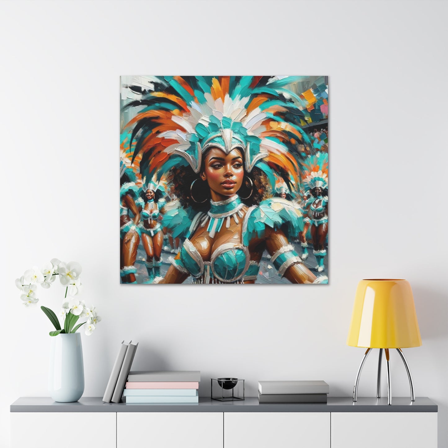 Art Print#6 of Trini Masquerader, Carnival, Oil Finish, West Indian Ethnicity, Cultural, Heritage, Art, Black Woman, Canvas Gallery Wraps