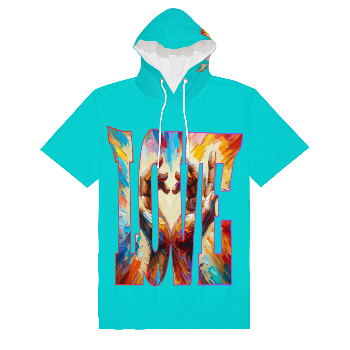 Men’s Cotton Hooded T-Shirt "Love Each Other"