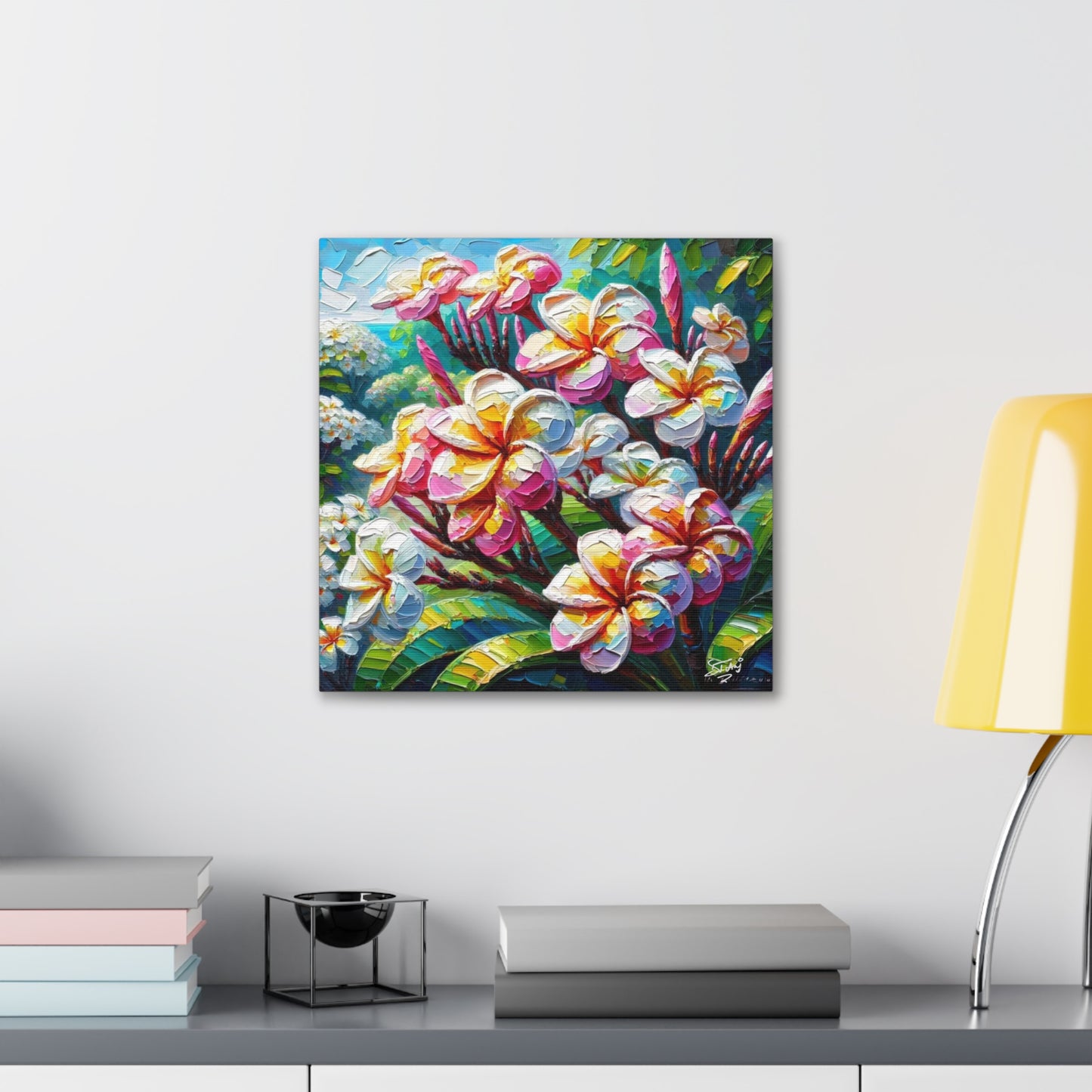 Art Print of Tropical Flowers, Oil Finish, West Indian Art, Canvas Gallery Wraps