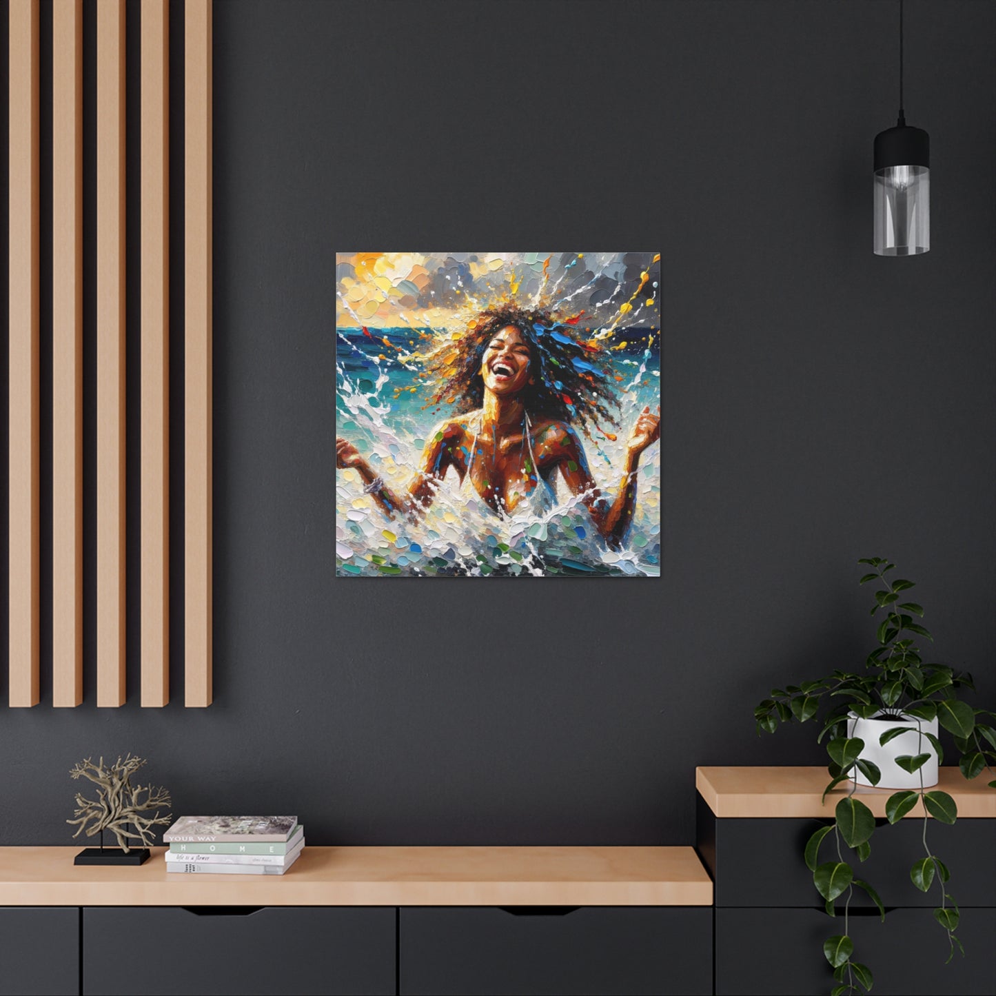 Art Print of Dougla Woman's Exhilaration Captured - Joy, Laughter, Color, Caribbean, Oil Finish, West Indian Art, Canvas Gallery Wraps