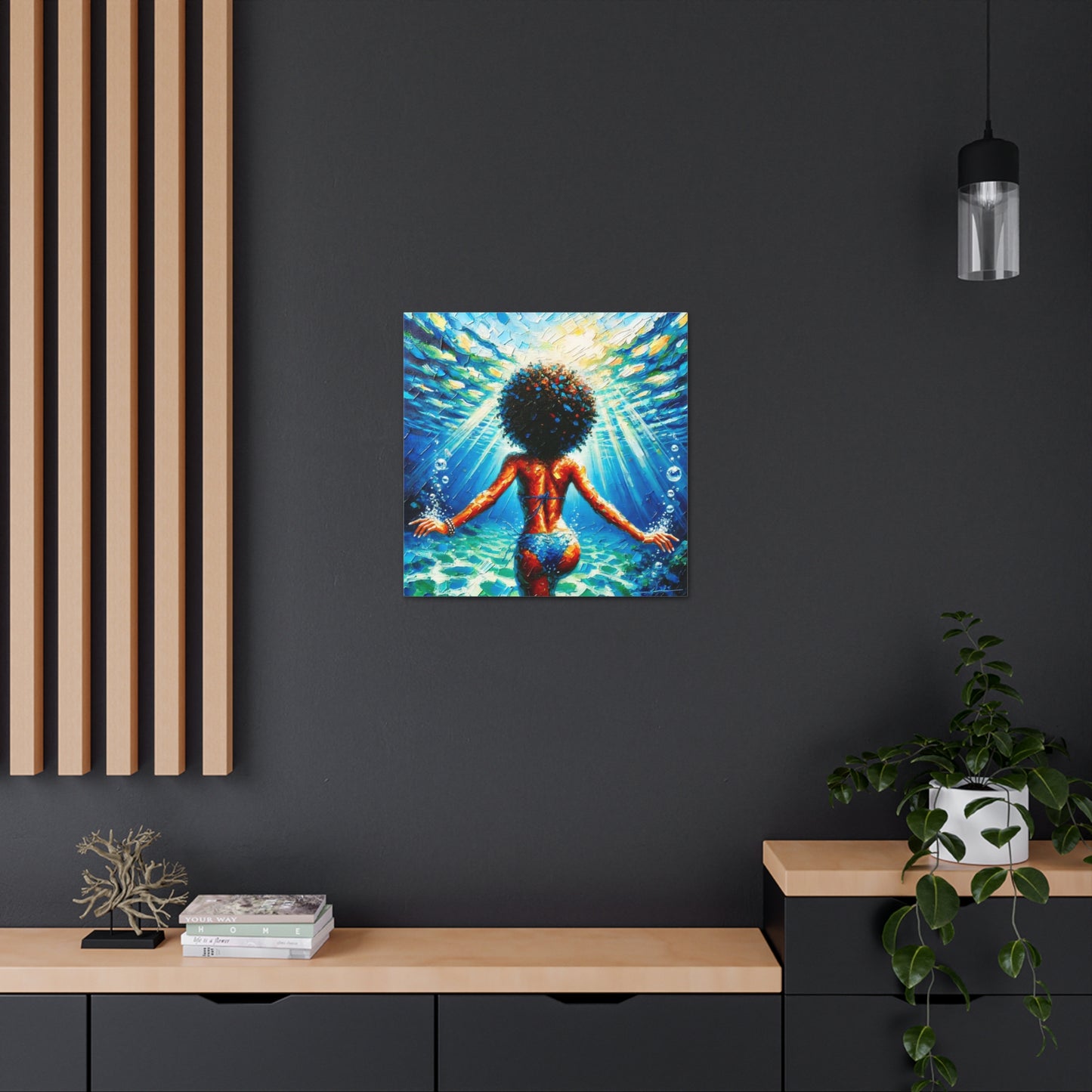 Art Print, Afro-Caribbean Woman, "Submerged" Oil Finish, West Indian Ethnicity, Cultural, Heritage, Abstract, Canvas Gallery Wrap