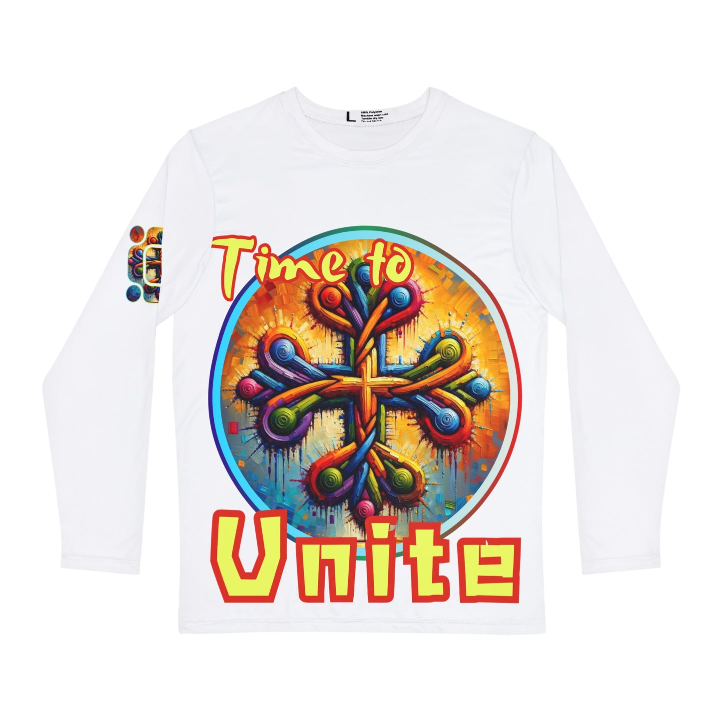 Men's Brushed Polyester Long Sleeve Shirt (AOP) "Time To Unite"