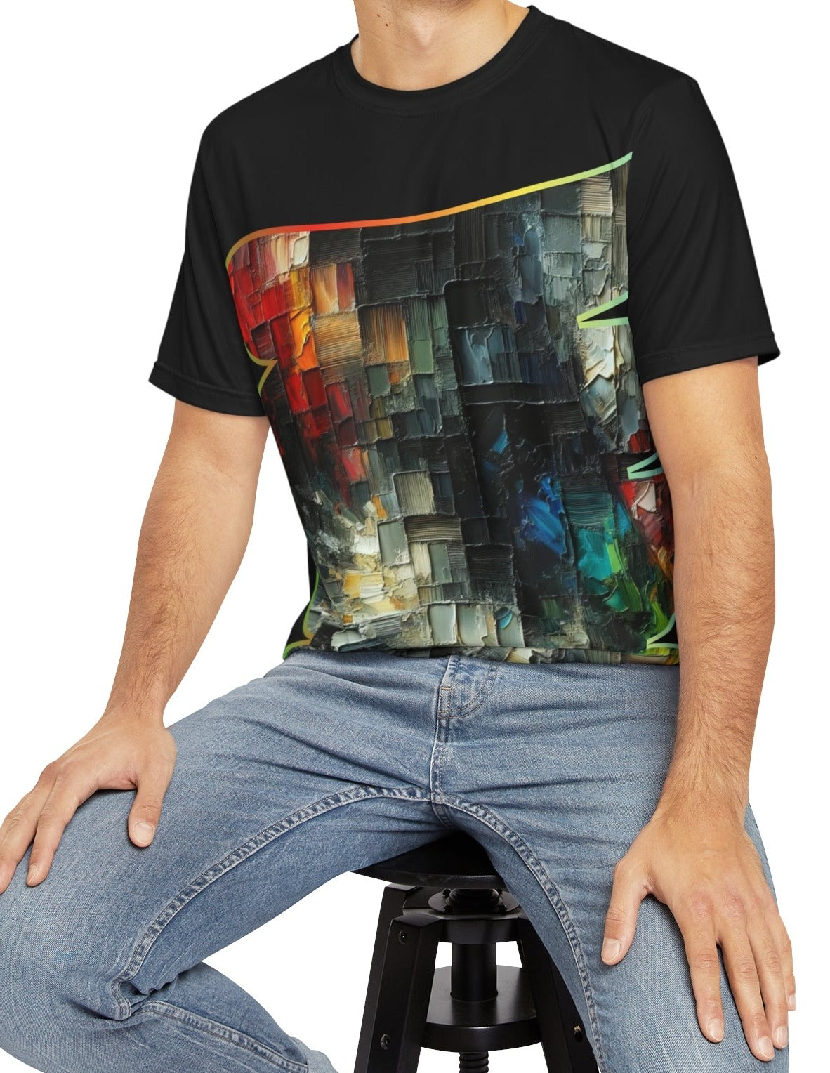 Men's Brushed Polyester Short Sleeve Tee (AOP), Abstract Print