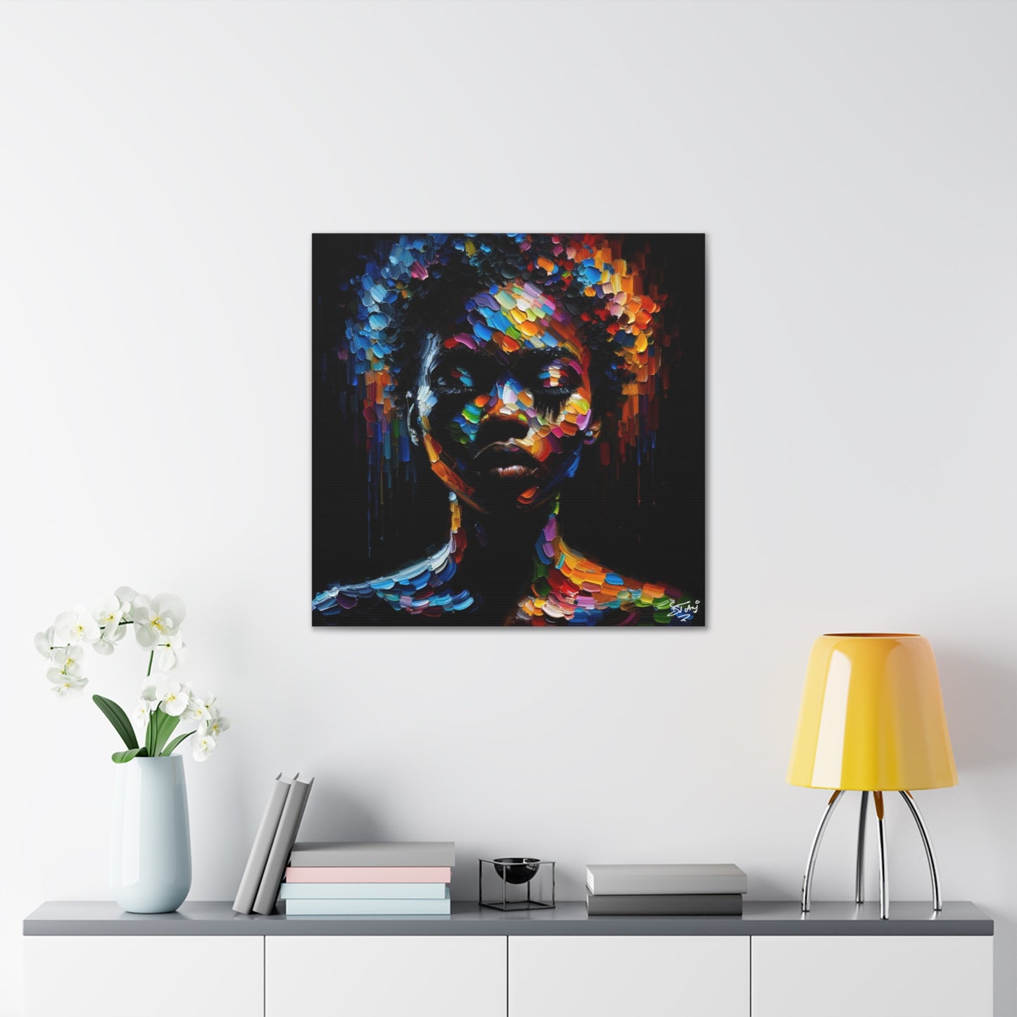 Art Print, Afro-Caribbean Woman "In Silhouette," Oil Finish, West Indian Ethnicity, Cultural, Heritage, Semi-Abstract, Canvas Gallery Wrap