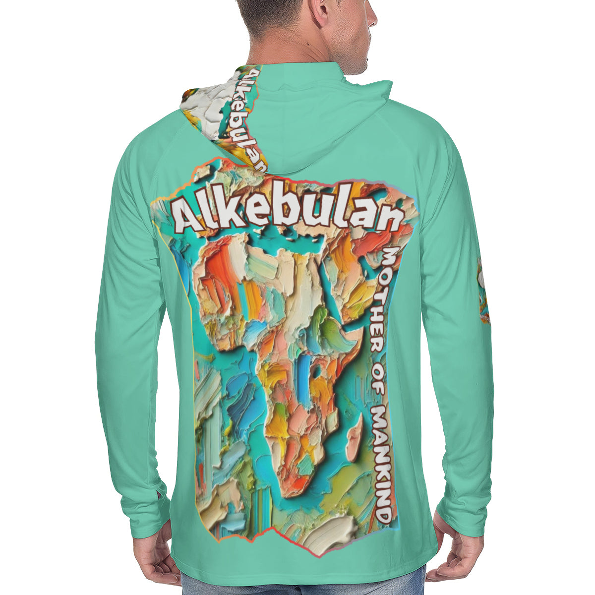 Men's Sun Protection Long Sleeve Hoodie "Alkebulan, The Mother of Mankind"