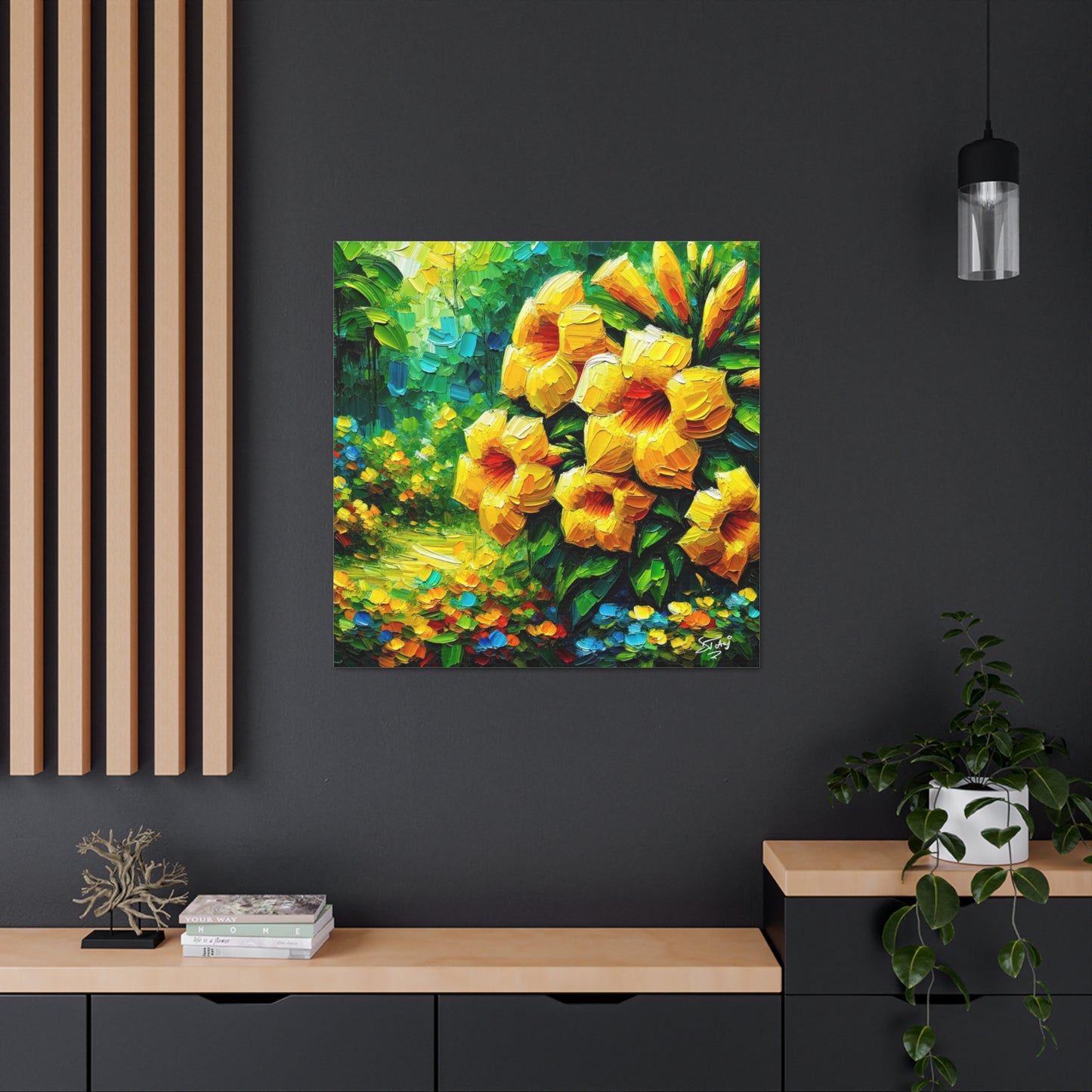 Art Print of Tropical Flowers, Oil Finish, West Indian Art, Canvas Gallery Wraps