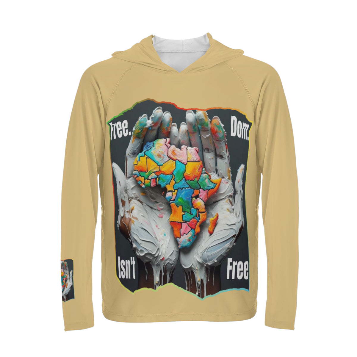 Men's Sun Protection Long Sleeve Hoodie "Fee.Dom Isn't Free"