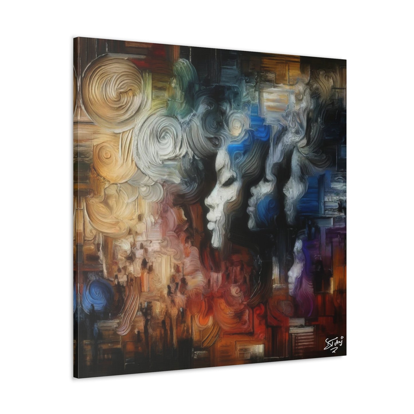 Art Print, African Women "In Abstraction," Black Roots, Oil Finish, Unity, One Love, Abstract, Canvas Gallery Wrap