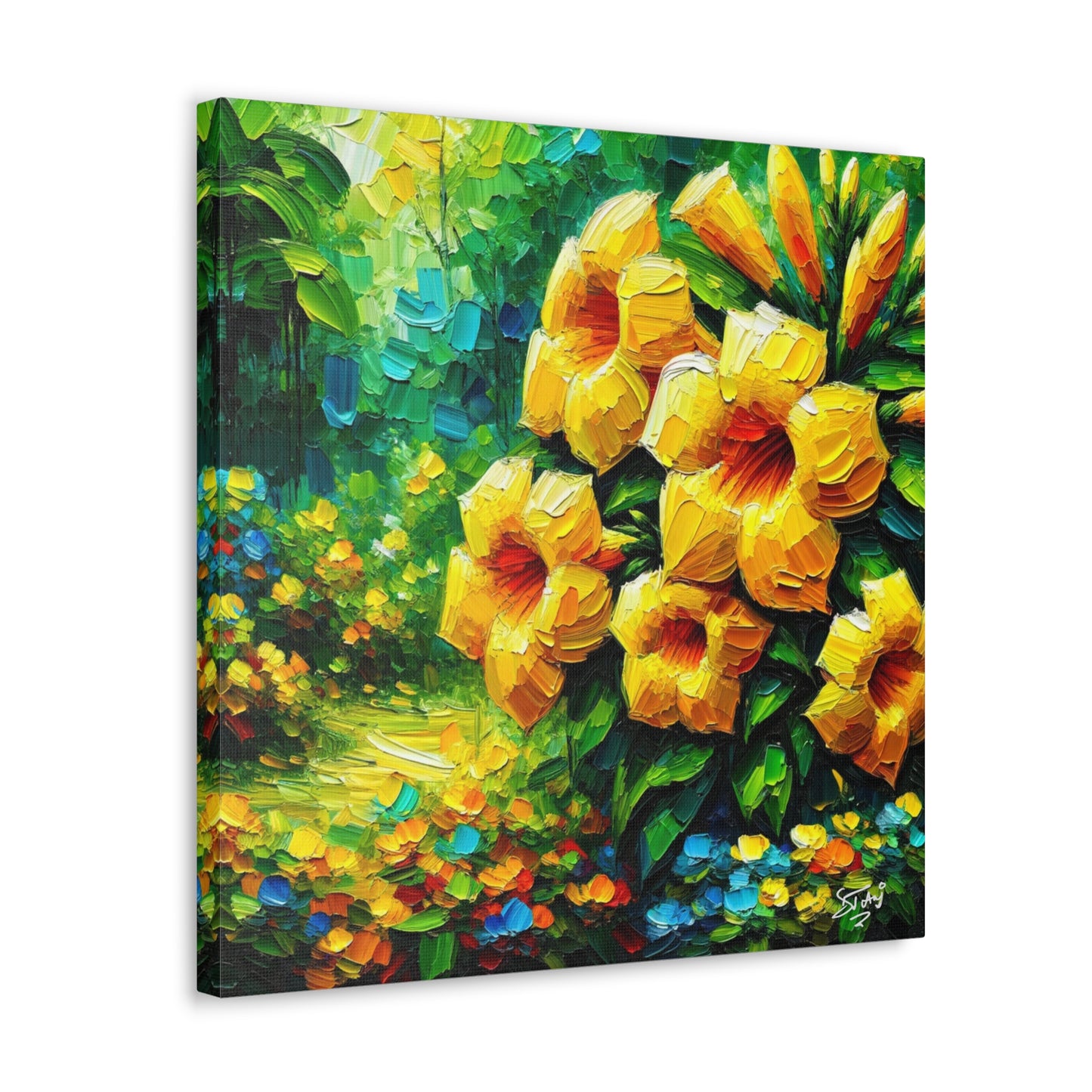 Art Print of Tropical Flowers, Oil Finish, West Indian Art, Canvas Gallery Wraps