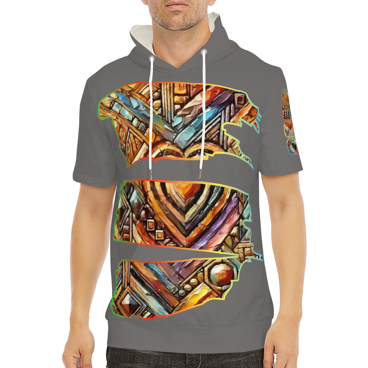 Men’s Cotton Hooded T-Shirt "African Abstract Print"