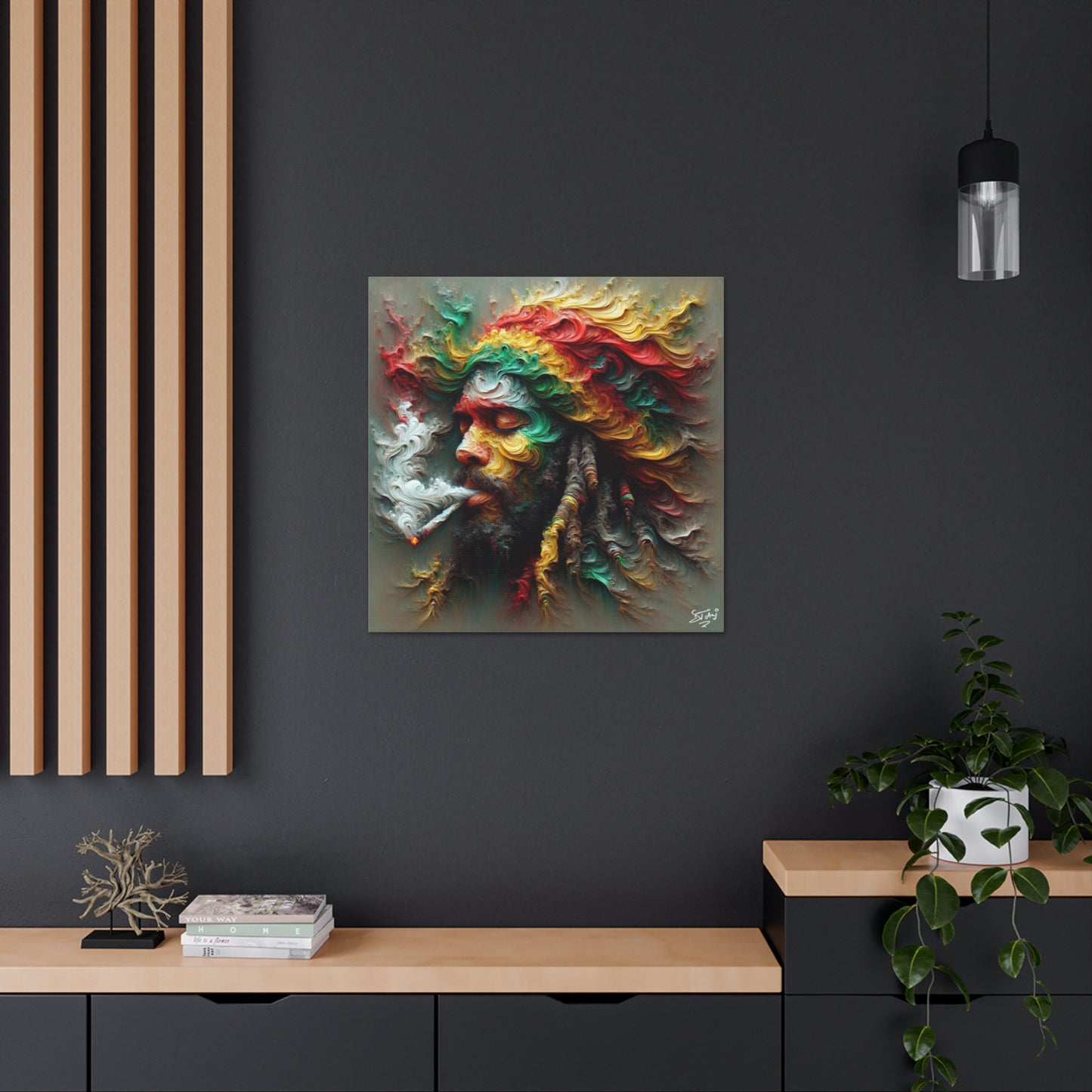 Art Print, Dougla-Rasta Man, Oil Finish, West Indian Ethnicity, Cultural, Heritage, Semi-Abstract, Canvas Gallery Wrap