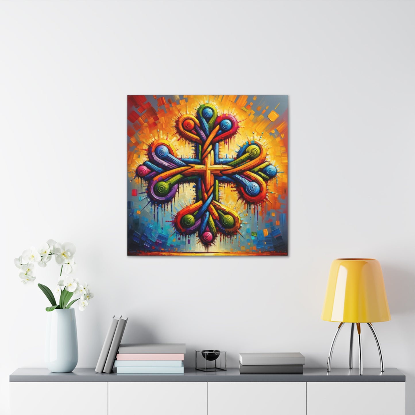 Art Print, "African Unity" Oil Finish, Abstract, One Love, West Indian Ethnicity, Cultural, Heritage, Semi-Abstract, Canvas Gallery Wrap