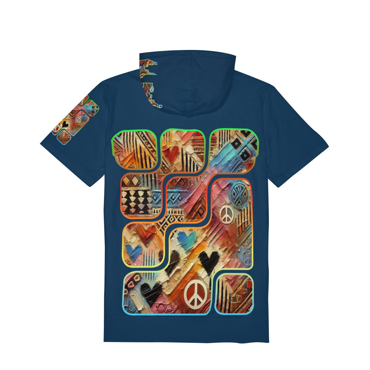 Men’s Cotton Hooded T-Shirt "African Abstract Print"