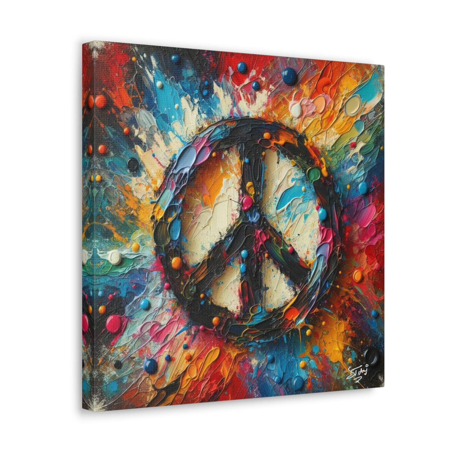 Art Print, "Peace" Oil Finish, Abstract, One Love, West Indian Ethnicity, Cultural, Heritage, Semi-Abstract, Canvas Gallery Wrap