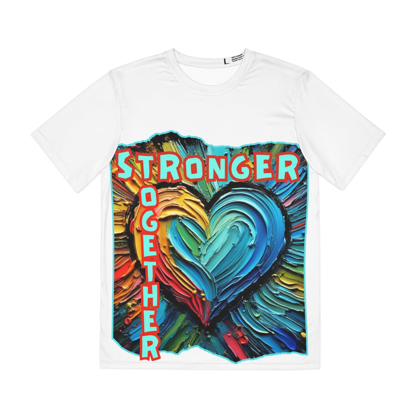 Men's Brushed Polyester Short Sleeve Tee (AOP), "Stronger Together"