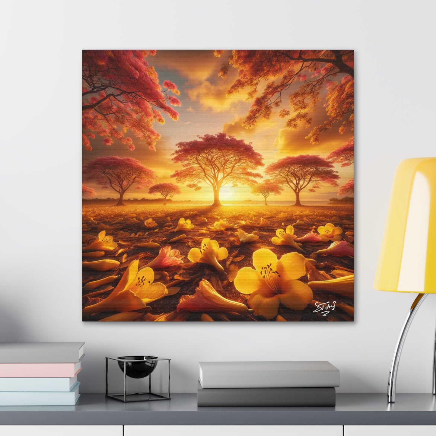 Print#2 of Poui Trees, Sunset in the Caribbean, Canvas Gallery Wraps