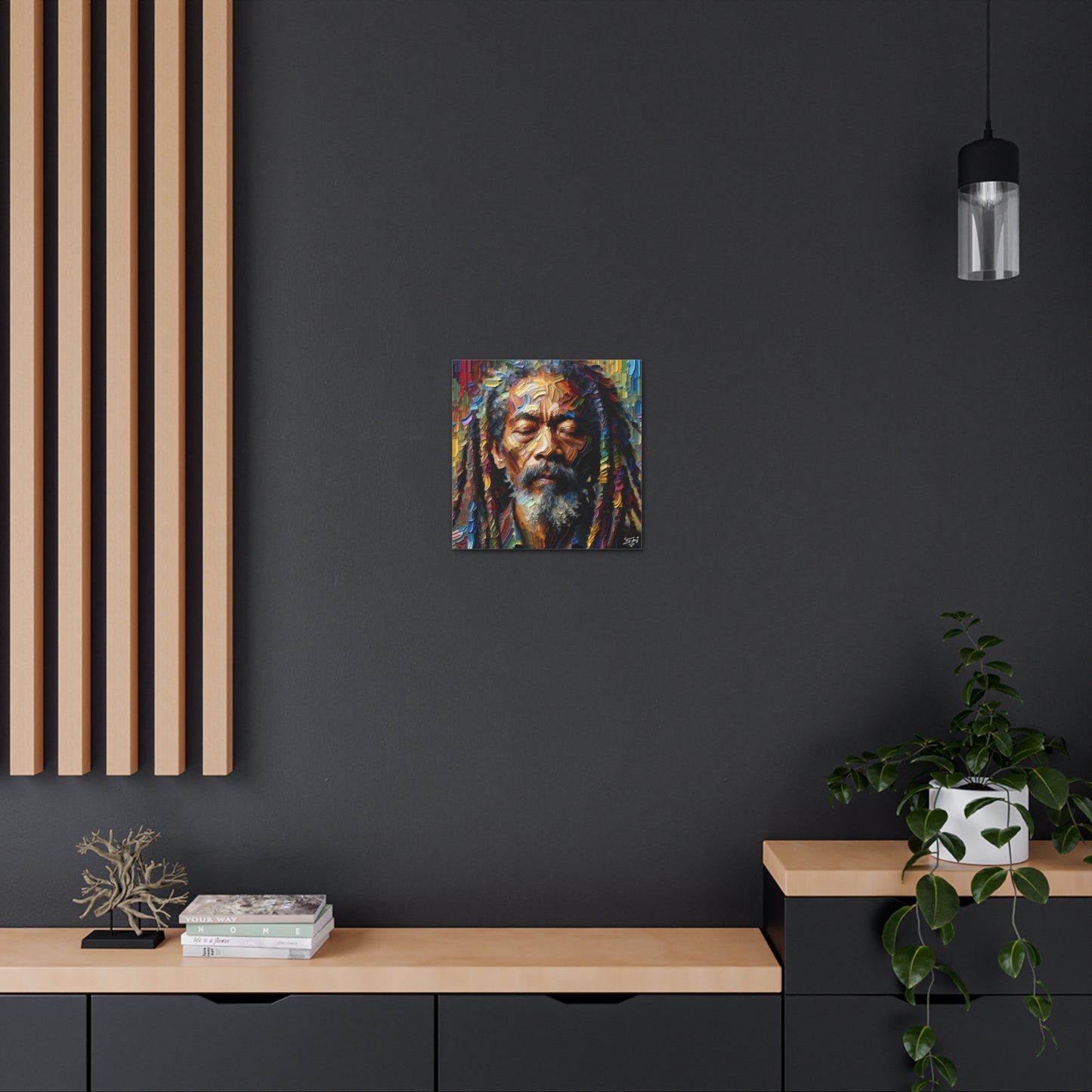 Art Print, Trini Rastaman, Oil Finish, West Indian Ethnicity, Cultural, Heritage, Semi-Abstract, Canvas Gallery Wrap