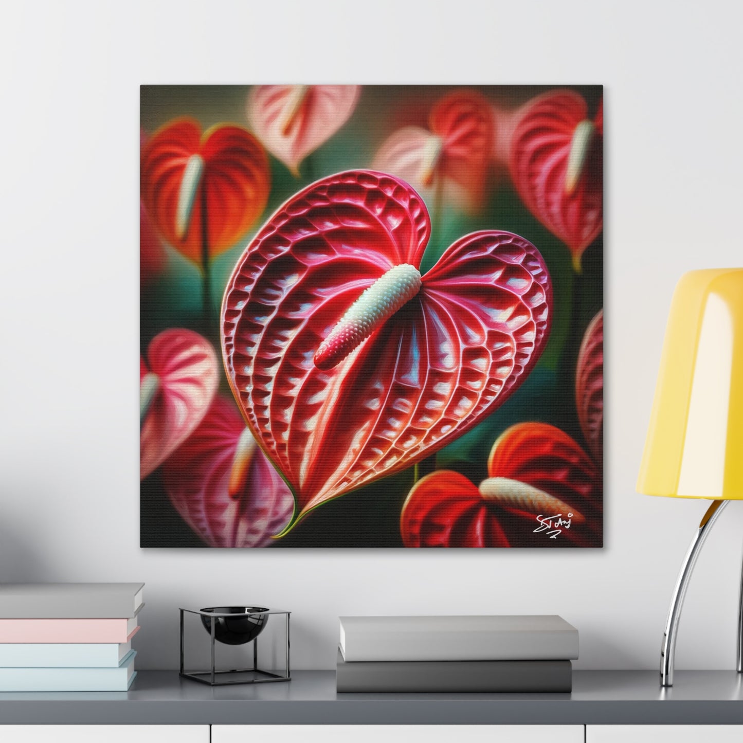 Print #2 of Anthurium flowers with a vibrant, oil-painted finish, Canvas Gallery Wraps