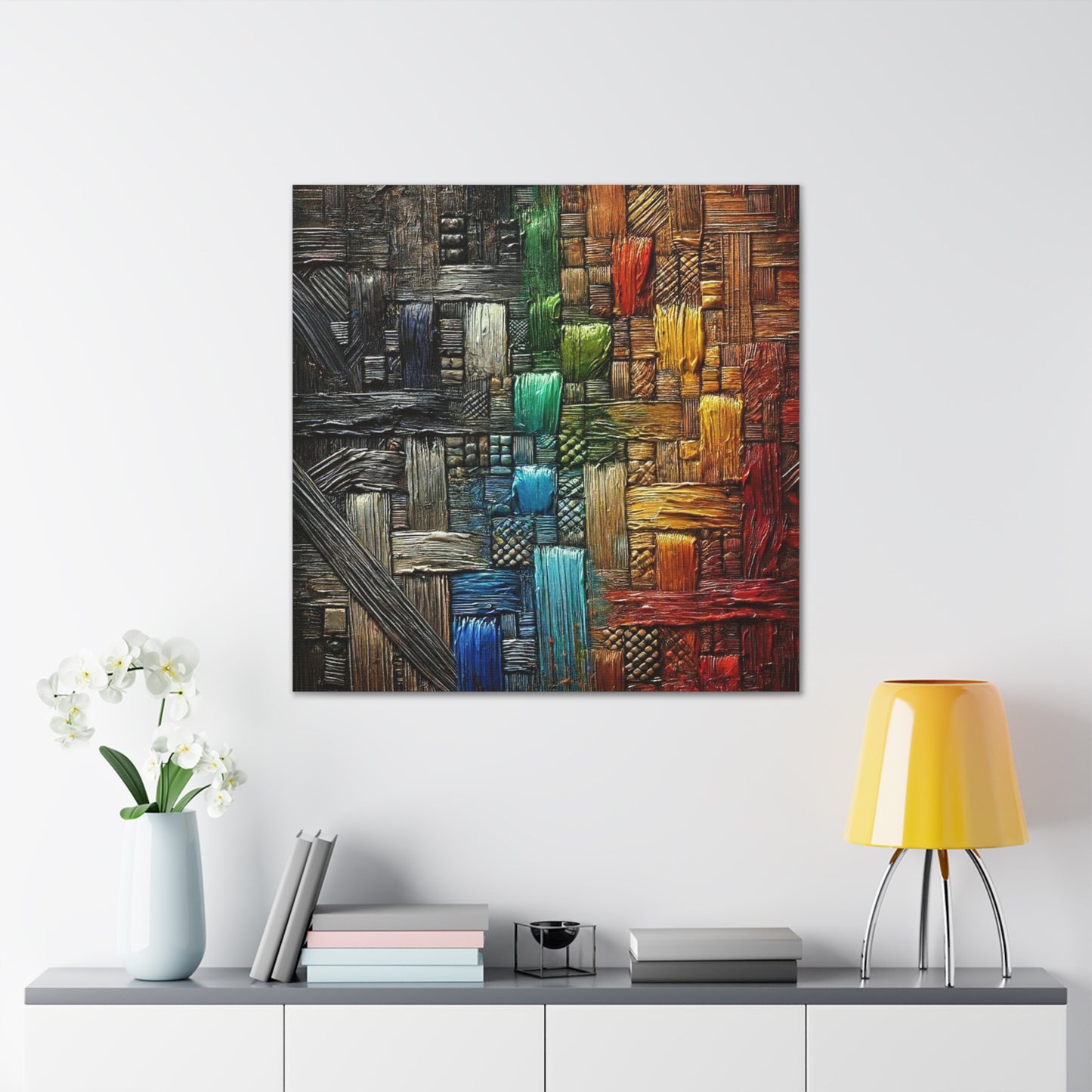 Art Print, African Print, Black Power, Abstract Oil Finish, Unity, One Love, Canvas Gallery Wrap