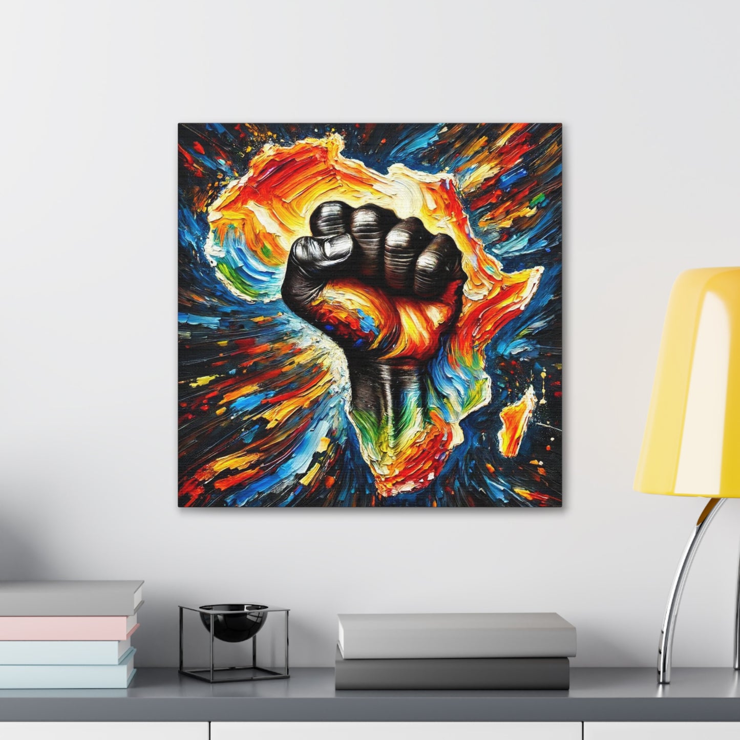 Art Print, "African Unity" Oil Finish, Abstract, One Love, West Indian Ethnicity, Cultural, Heritage, Semi-Abstract, Canvas Gallery Wrap