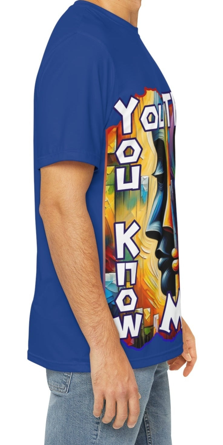 Men's Brushed Polyester Short Sleeve Tee (AOP), "You Think You Know Me?"