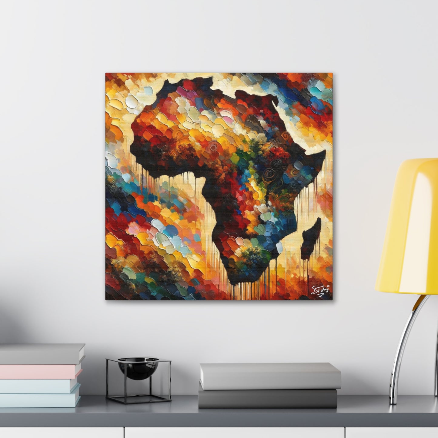 Art Print, "Africa" Oil Finish, West Indian Ethnicity, Cultural, Heritage, Abstract, Canvas Gallery Wrap