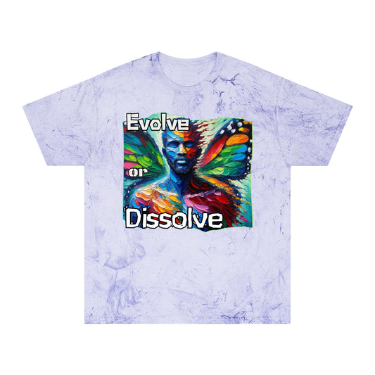 Unisex Color Blast T-Shirt "Evolve or Dissolve" Self-Awareness, Self-Love, Anti-Racism, One Love, Unity, Inclusion, Diversity, Immigrant Outsiders, Cultural Identity, Black Excellence Empowerment Inspiration, FashionWithPurpose, ConsciousClothing