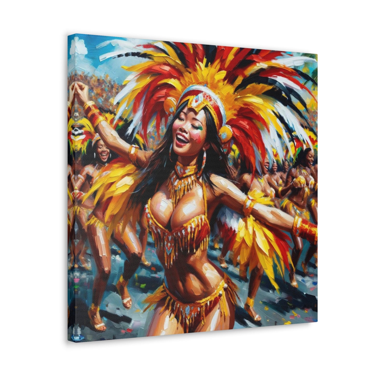 Art Print#7 of Trini Masquerader, Carnival, Oil Finish, West Indian Ethnicity, Cultural, Heritage, Art, Black Woman, Canvas Gallery Wraps