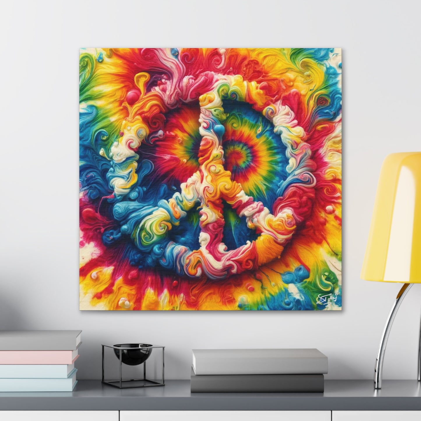 Art Print, "Peace," Oil Finish, Unity, One Love, Semi-Abstract, Canvas Gallery Wrap