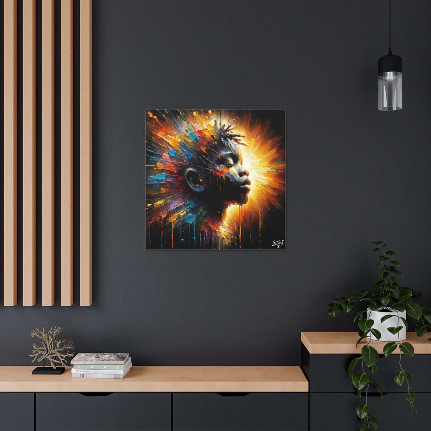 Art Print, Afro-Caribbean Boy, Oil Finish, West Indian Ethnicity, Cultural, Heritage, Semi-Abstract, Canvas Gallery Wrap