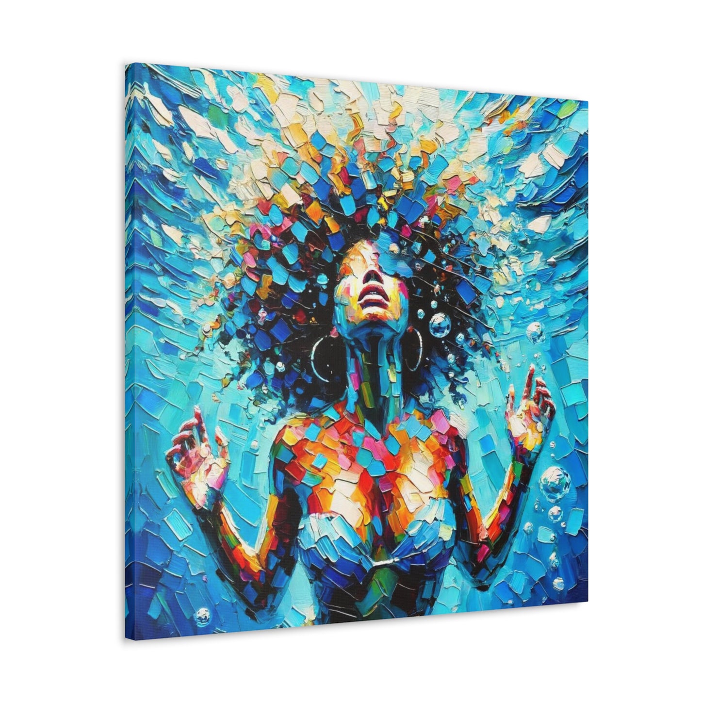 Art Print, Afro-Caribbean Woman, "Submerged" Abstract Oil Finish, West Indian Ethnicity, Cultural, Heritage, Abstract, Canvas Gallery Wrap