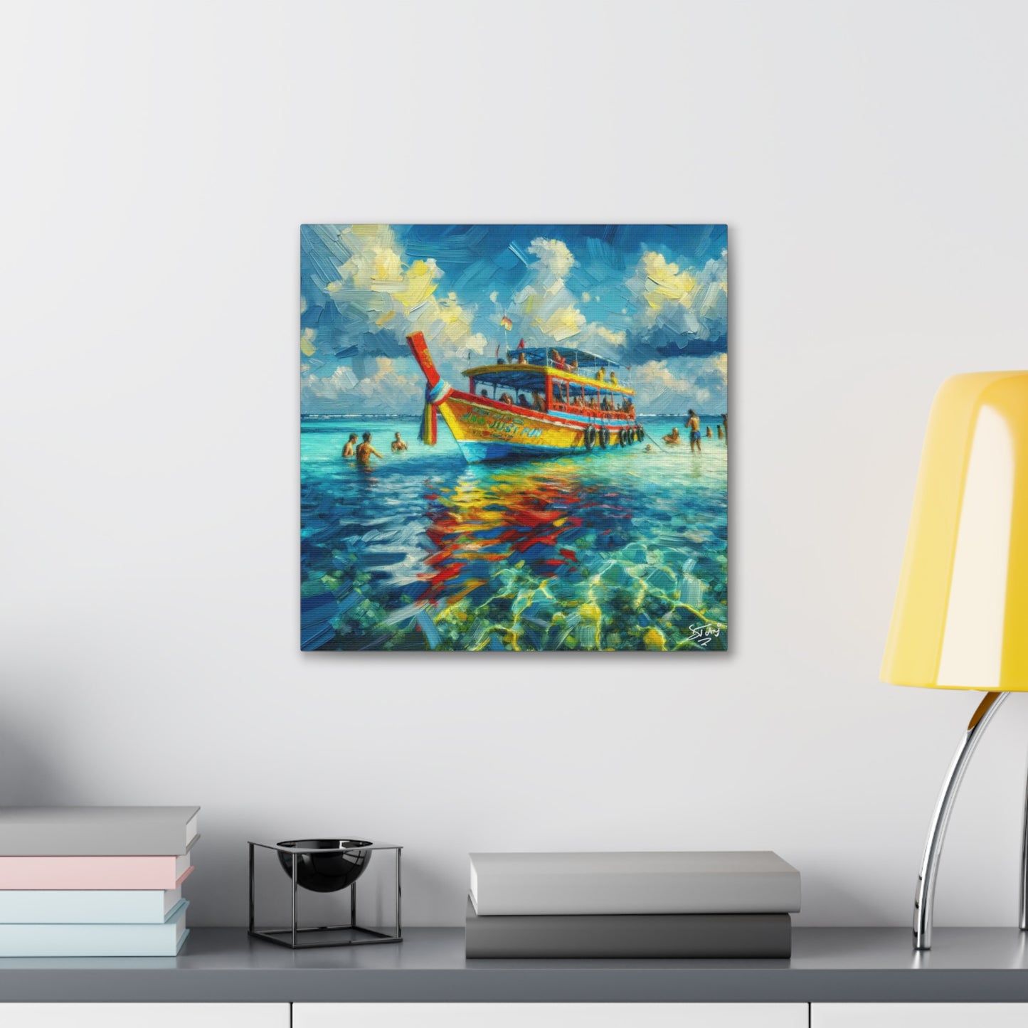 Art Print of Caribbean Beach Scene, Nylon Pool, Tobago, West Indian Art, Canvas Gallery Wraps