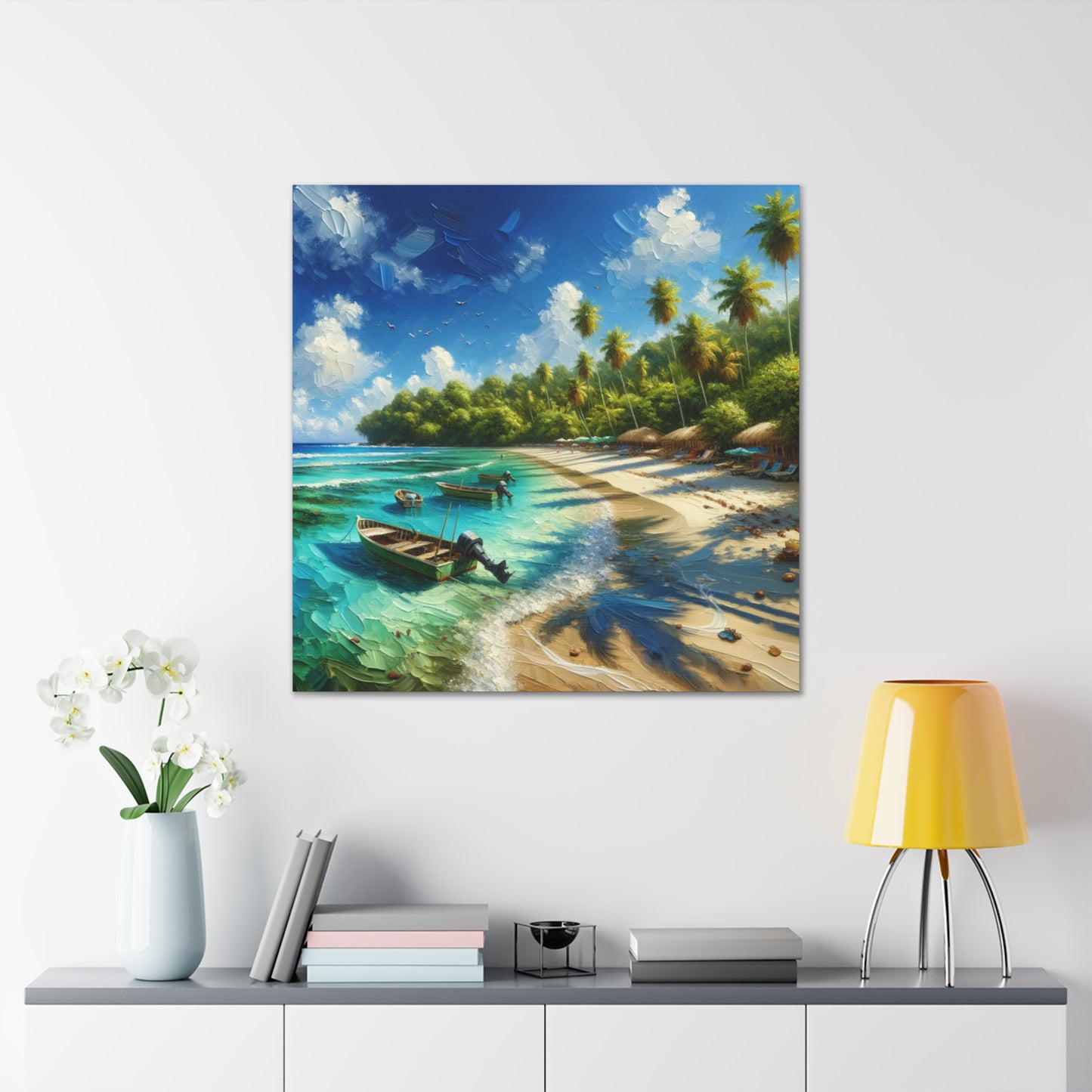 Art Print#2 of Caribbean Beach Scene, Swallows Beach, Tobago, West Indian Art, Canvas Gallery Wraps