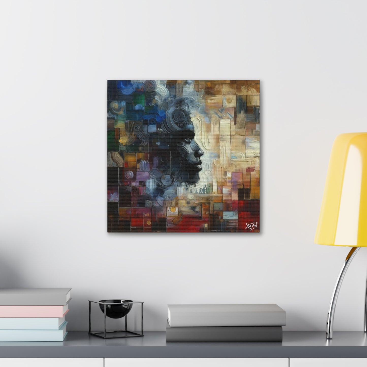 Art Print, Afro-Caribbean Man "In Abstraction," Oil Finish, West Indian Ethnicity, Cultural, Heritage, Abstract, Canvas Gallery Wrap