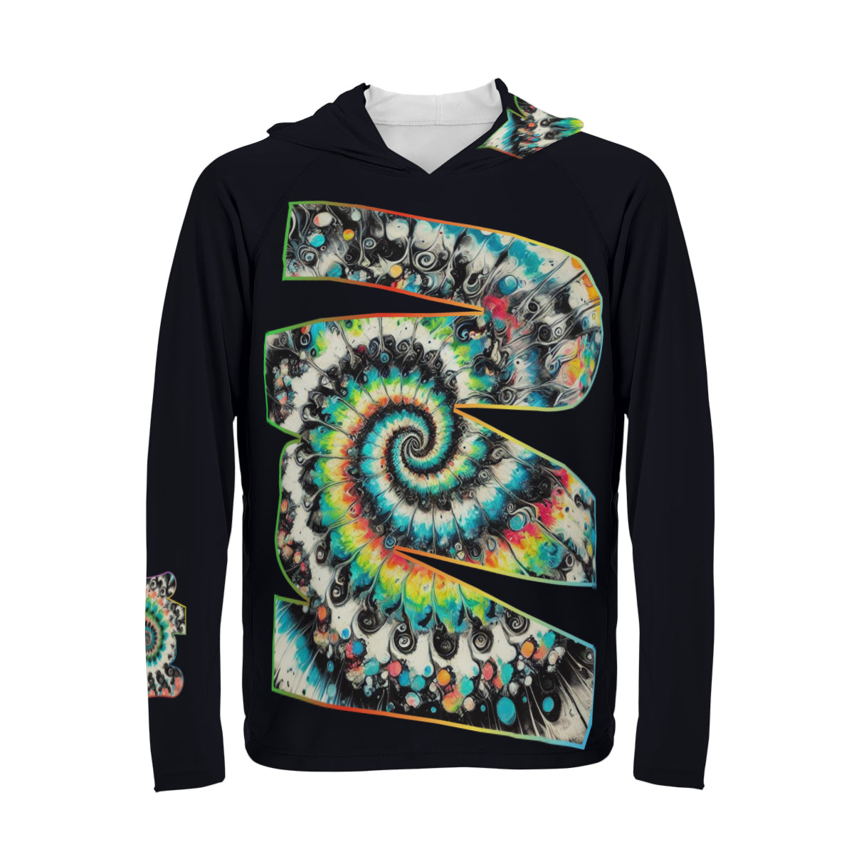 Men's Sun Protection Long Sleeve Hoodie "Abstract Tie-Dye"